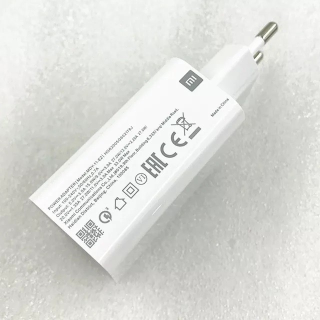 XIAOMI CARICABATTERIE ORIGINALE DA PARETE PER CASA USB MDY-11-EZ 33W TURBO CHARGE WHITE BULK